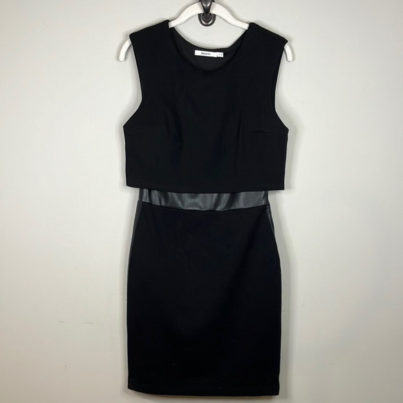 Bailey 44 little black dress with faux leather waist detail mesh back - Picture 2 of 13